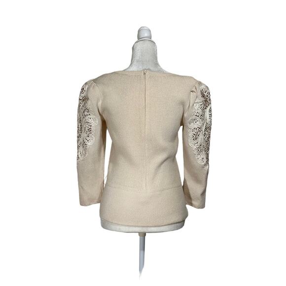 Vintage Soutashe Puff Sleeve Sweater Top Button Detail With Belt PostMod 80s - Picture 4 of 9